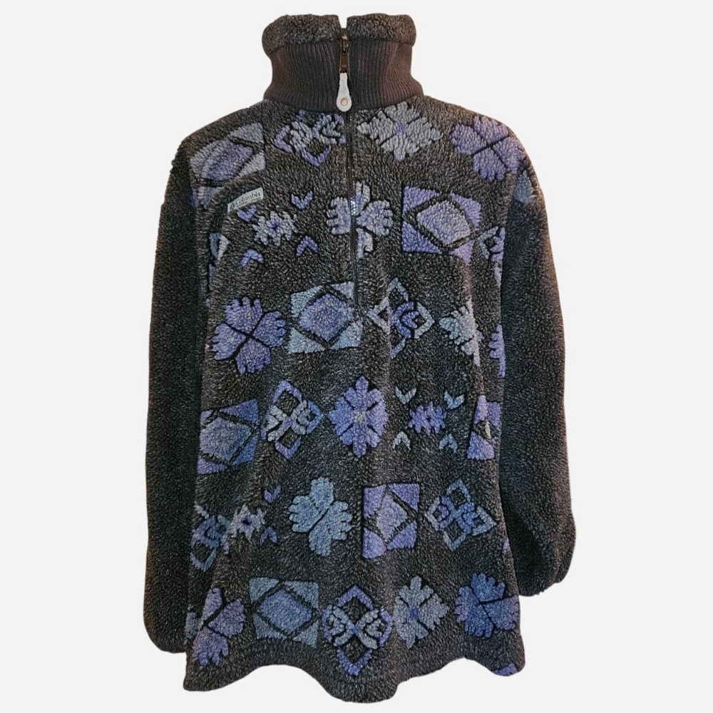 Vintage 80s 90s Columbia Fleece Aztec Floral Size Medium